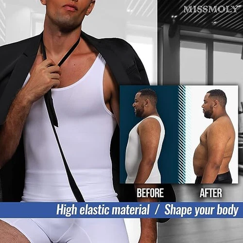 Mens sculpting Body Shaper Underwear Corset Compression Vest Singlet Dad Bod AU - Bild 4 von 38