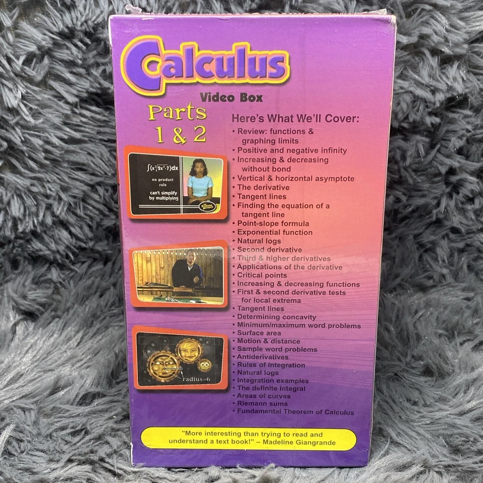 Calculus Video Box: Parts 1 & 2 The Standard Deviants 2002 VHS Tape 2 Set Learn - Image 4 of 4