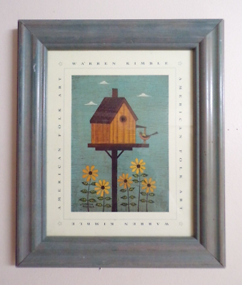 Warren Kimble ~ American Folk Art ~ Bird on Birdhouse w/Daisies
