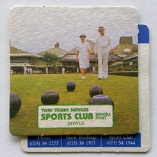 Twin Towns Services Sports Club Bowls Banora Point 075362277 2 x Coaster (B339)