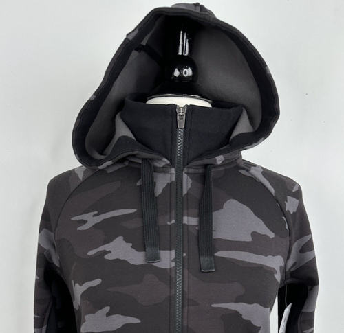 NWT Athleta Triumph Hoodie Sweatshirt MEDIUM Black Camo Full Zip Jacket Pockets - Picture 7 of 17