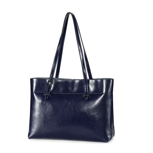 Bolso de Mano Cartera S-Zone Cuero Genuino Estuche para Laptop Azul Marino Nuevo - Imagen 5 de 11