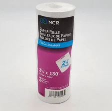 NCR Calculator Paper Rolls Pack of 3 Rolls 2 1/4" x 130' Brand New Sealed