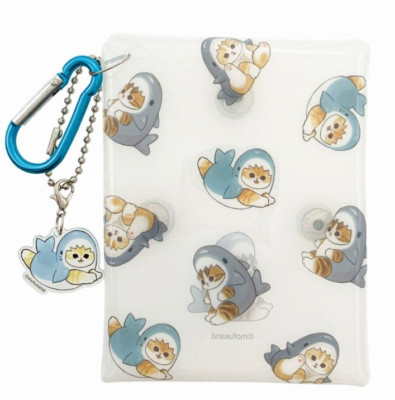 Mofusand Multi Clear Pouch w/Charm & Karabiner Shark Cat Same Nyan New Japan