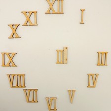 Roman Numbers Wooden 12 pc. for Clock 35 mm Height for Paint and Handicrafts