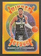 Giannis Antetokounmpo 2021-22 Panini Donruss Optic Winner Stays Orange Prizm /39