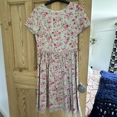 Unique Handmade Retro Vintage Style Ditsy Floral Summer Dress. 50s 60s. Size 10