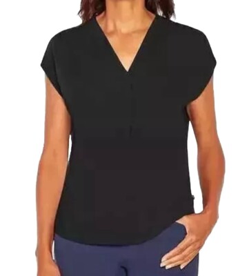 New Banana Republic Women s Short Sleeve V-Neck Blouse Extra Small XS Black