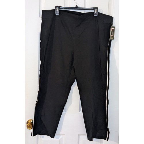 Terra & Sky Women's Pull-On Black White Stripe Skinny Pant 2X (20W-22W) NWT
