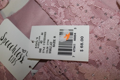 Speechless Girls Khol's Party Wedding Dress Sz 8 Pink Lace Bling Asymmetric Hem - Picture 9 of 9