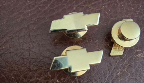 Bundle 3 Chevrolet Gold Tone Bowtie Hat Lapel Pin Tie Tac 1" Vintage - Picture 5 of 5