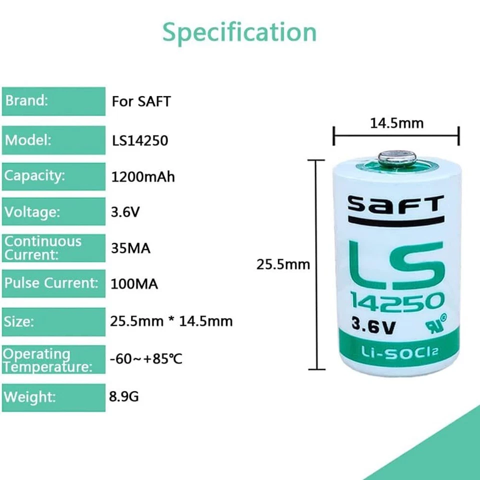 50X Ls 14250 3.6V Lithium Batteries, 3.6V for SAFT LS14250 Battery C 1/2 AA Li - Image 2 of 4