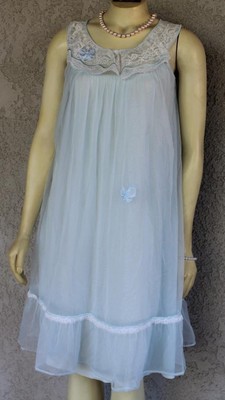 VTG Blue BABYDOLL Sheer Lingerie Nightgown Nightie Lisette Pinup SM | eBay