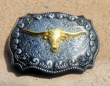Western Texas Longhorn Belt Buckle
