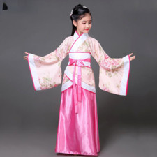 Ancient Kids Traditional Chinese Outfit Girls Folk Dance Performance Hanfu Dress