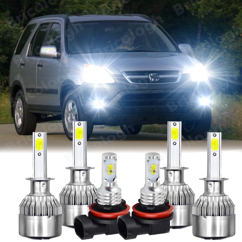 For Honda CR-V 2005 2006 CRV Combo LED Headlight High Low Beam + Fog Lamp White