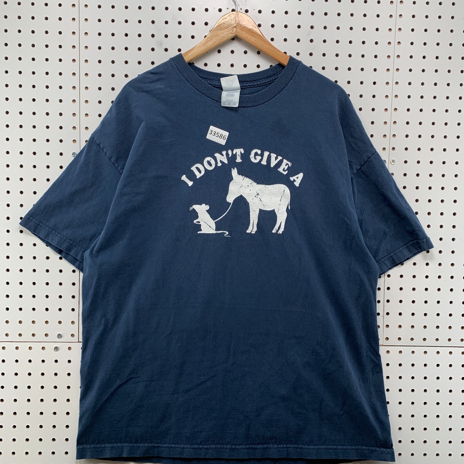 Camicia vintage I Dont Give A divertente da uomo 2XL blu mo grafica pony 24X30
