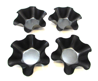 Set 4 Non-Stick Black 2x7 Fluted Tortilla Pans 2000's Taco Shell Brioche Molds