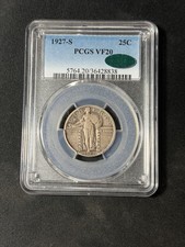 1927-S PCGS VF20 CAC Standing Liberty Quarter - Key Date - Very Original!