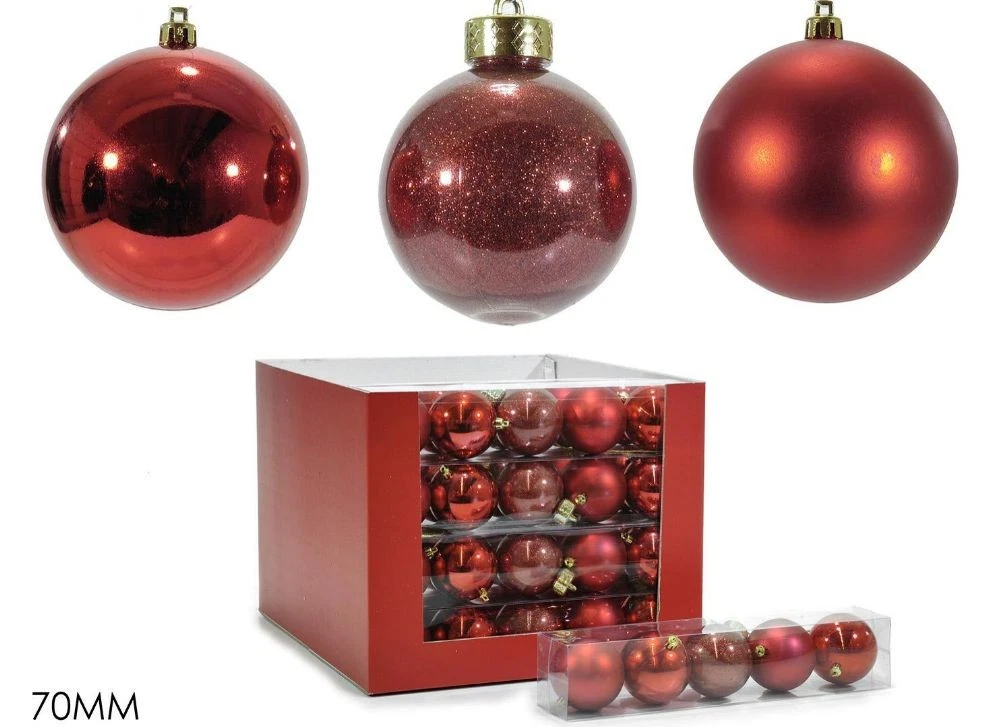 Set 70 Addobbi Natalizi Infrangibili Rosso E Bianco – Palline, Fiocchi Di Neve, Cappellini – Ganci Inclusi, Finiture Lucide, Opache E Glitter - 2