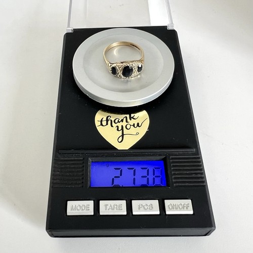 9ct Yellow Gold Sapphire Ring Cubic Zirconia Vintage Hallmarked 9K 375 Size Q - Picture 21 of 24