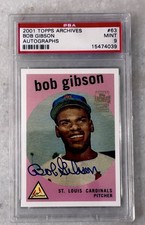 2001 Topps Archives Bob Gibson Auto RC PSA 9 MINT BOLD AUTO SP/50