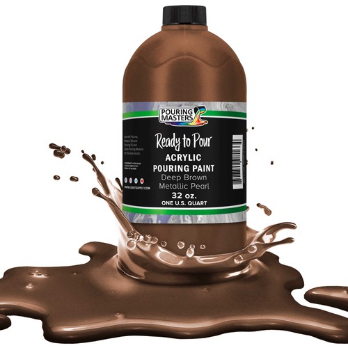 Pouring Masters Deep Brown Metallic Pearl 32oz Bottle Water-Based Acrylic Paint - 第 1/5 張圖片