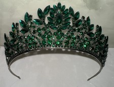 Emerald Green Crown for Women Crystal Tiara for 15 Quinceanera Pageant Wedding