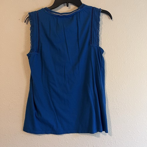 Banana Republic Blue Sleeveless Crochet Trim Top Women’s Small Business Casual - Picture 6 of 10