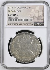 1783 SP. COLONIAL 8 REAL Shipwreck EL CAZADOR NGC Graded Genuine