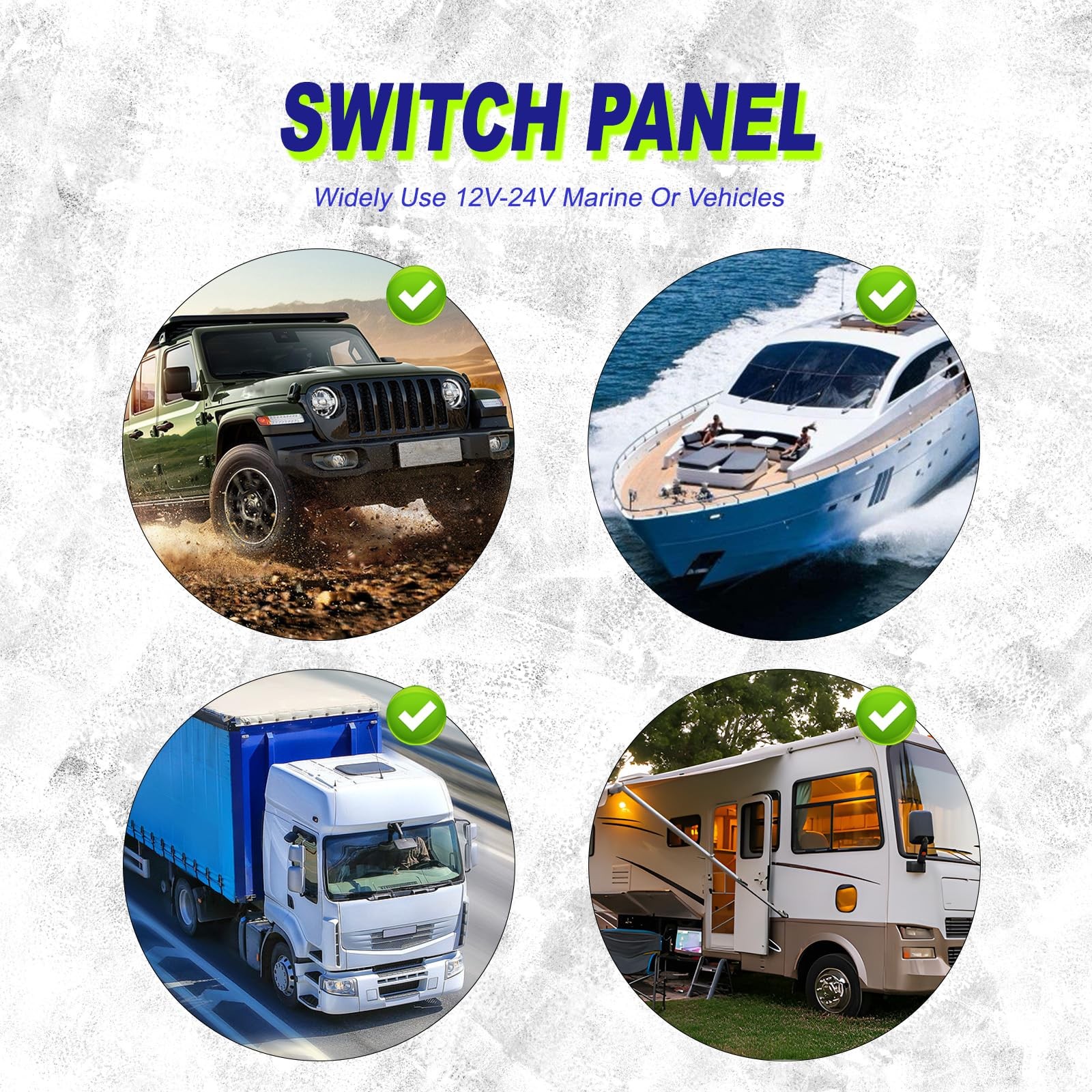 Best Geloo 8 Gang Marine Rocker Switch Panel Boat Panel Waterproof, 12V Toggle