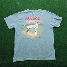 Sea Dog Tshirt Mens Large Green The Ocean Is Calling Aruba Dutch Caribbean