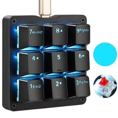 Koolertron Left-Hand Device Macro Keyboard With Knob, One-Hand Keyboard, Progra_