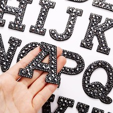 26 Piece Rhinestone Iron On Patch Az Pearl Bling Rhinestone Letter Patch Glitter