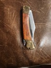Vintage 3.5" blade Wood and Brass Folding Pocket Knife Medium Brown Wood Handle — photo 1