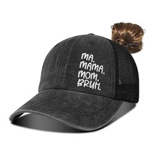 Ma Mama Mom Bruh Embroidered Ponytail Hat,Boy Mom Gifts,Vintage High Ponytail...