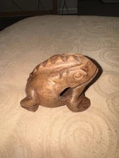 Vintage Wooden Guiro Frog Musical Instrument Paperweight Pen Holder