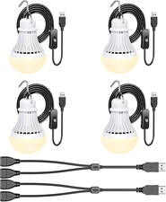 4 Pack USB Light Bulb, USB LED Camping Light Lantern, 8.2 ft Extra Length Cord T