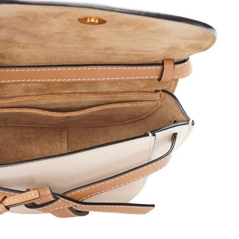 Borsa a tracolla Loewe beige pelle di vitello gate doppia mini donna A650N46X08 2451