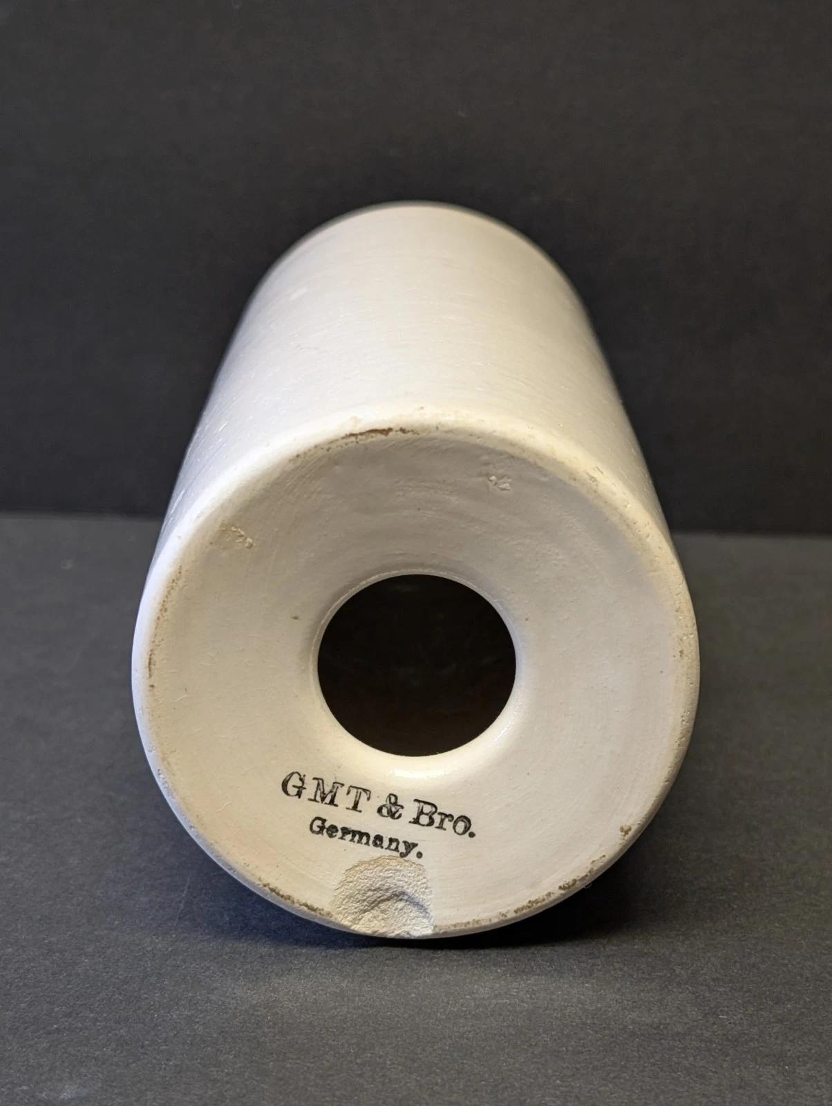 Antique Rolling Pin GMT & Bro. Germany White Stoneware w/o Handles 6.5" x 2.75"