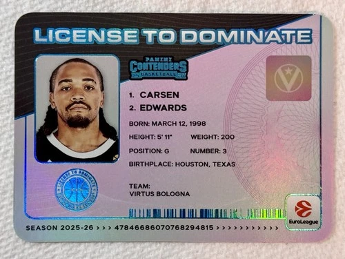 2025 Panini Contenders EuroLeague Basketball Carsen Edwards #38