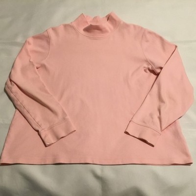 L.L.Bean Women's XL Mock Turtleneck Long Sleeve Top Pink Regular Cotton