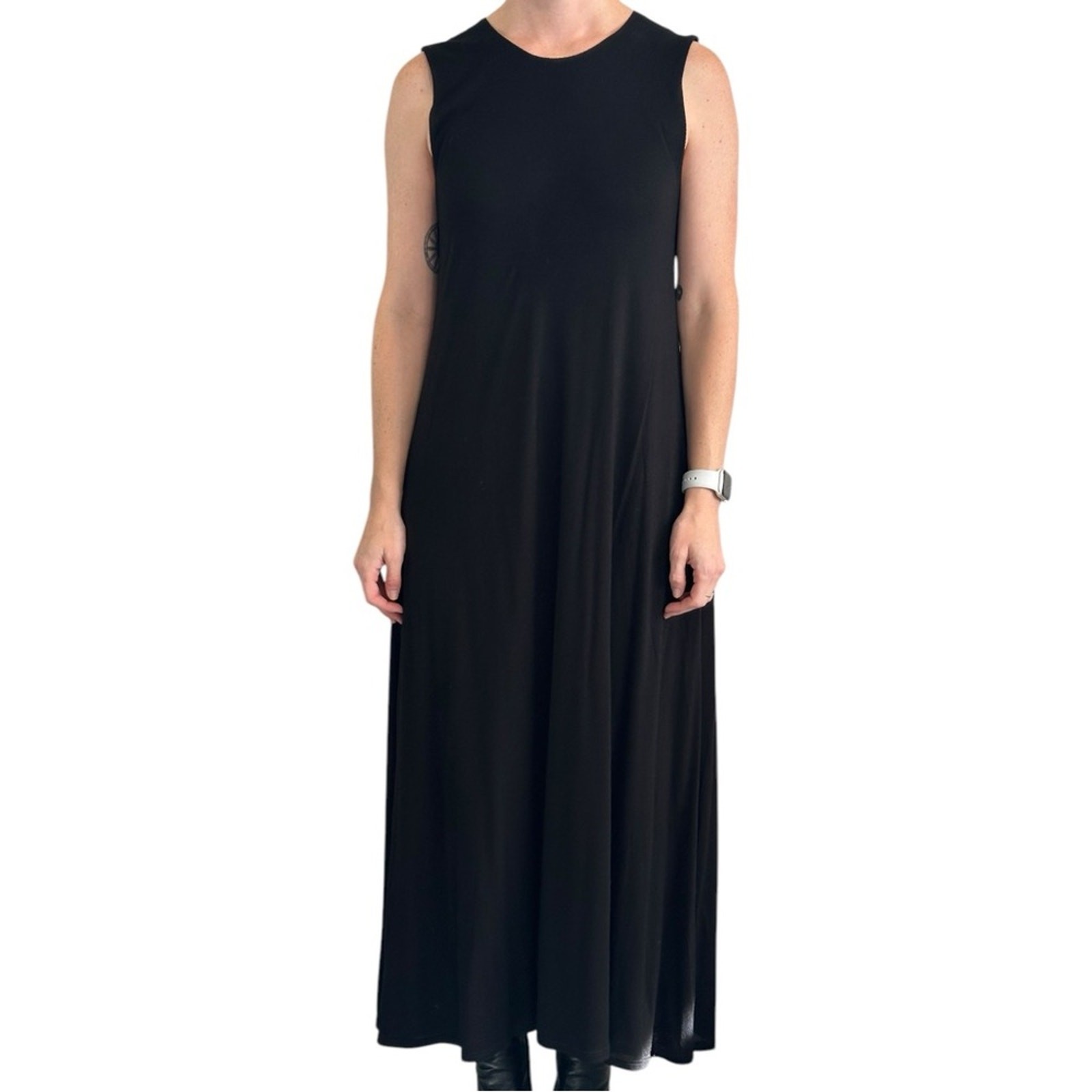 FILA Maxi abito nero senza maniche The Row in maglia jersey taglia XS