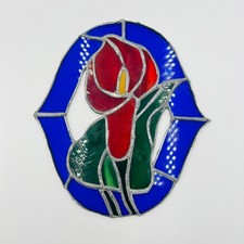 Vintage Stained Glass Art Suncatcher with a Lilly Design Design