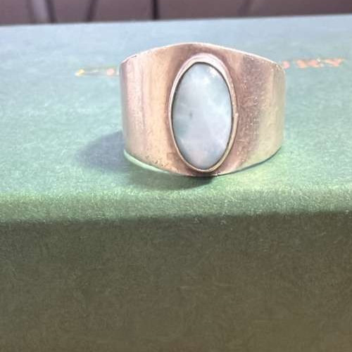 Sterling silver thin ring with white moonstone. S… - image 1