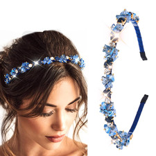 Crystal Headband with Blue Gems, Rhinestone Hair Accessory for Women