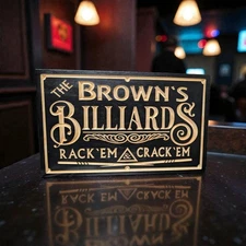 Personalized  Billiards Room Pool Hall Gift Custom Carved Wood Plaque