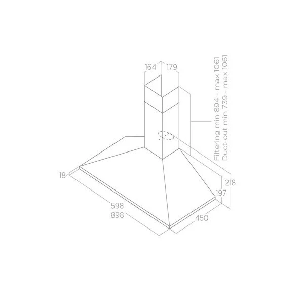 ELICA MISSY IX/A/90 CAPPA ASPIRANTE A PARETE ACCIAIO INOX 90 CM - Immagine 2 di 3