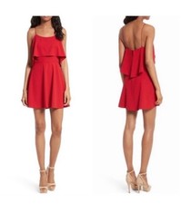 Alice + Olivia Red Ruffle Tiered Silk Sleeveless Dress Size 4