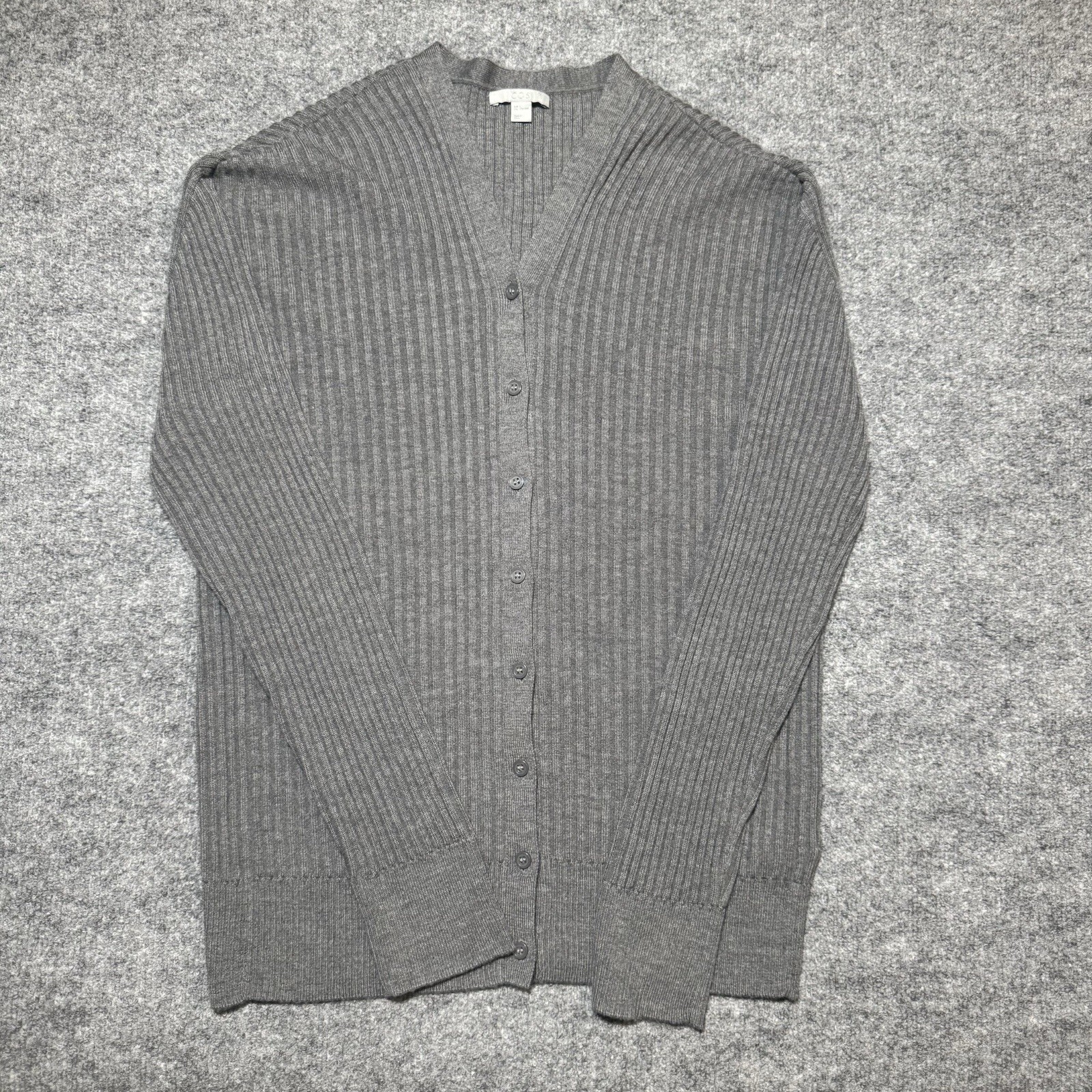 COS  100% Wool Button Up Cardigan Sweater Gray Minimalist Capsule Womens Size L